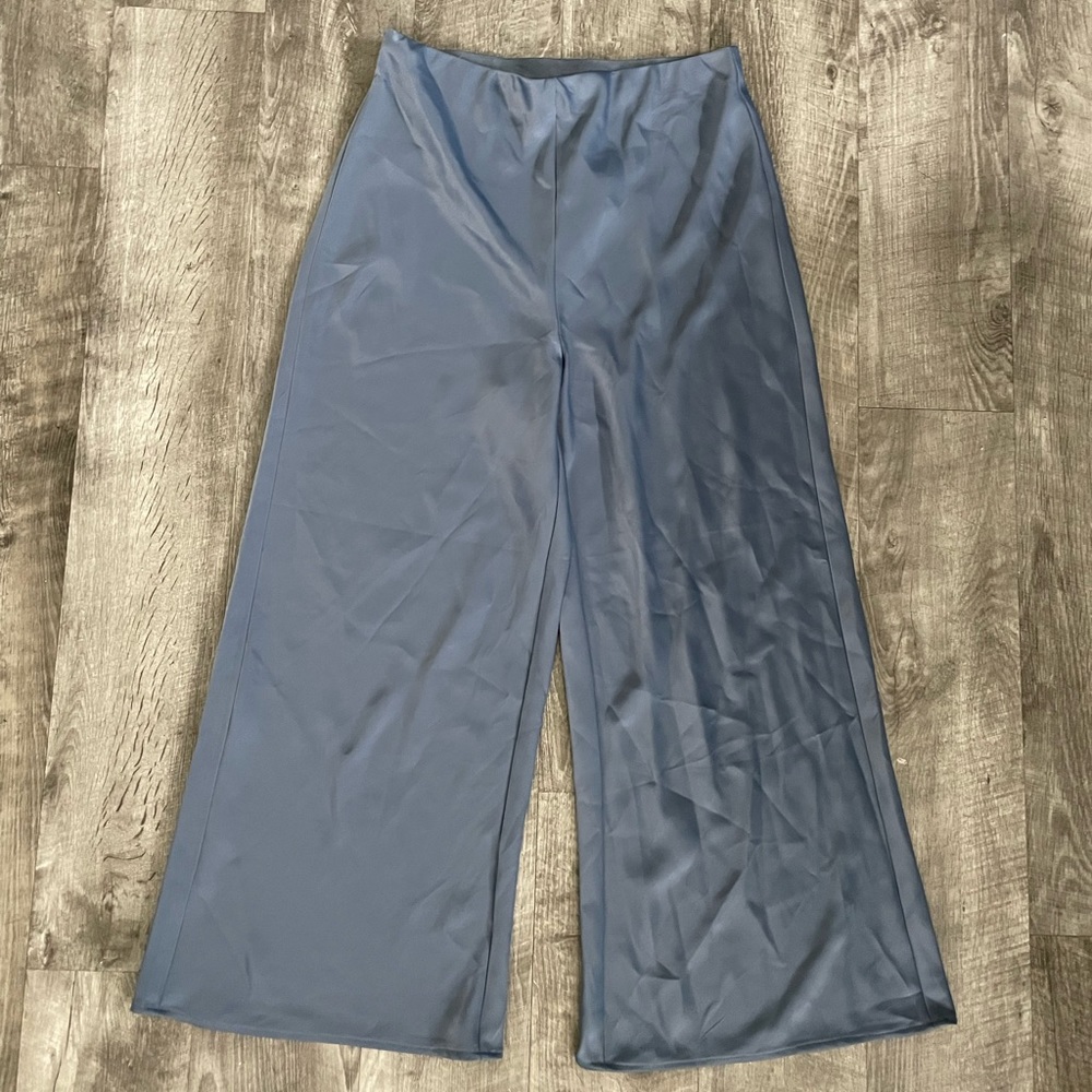 Muted blue satin pants